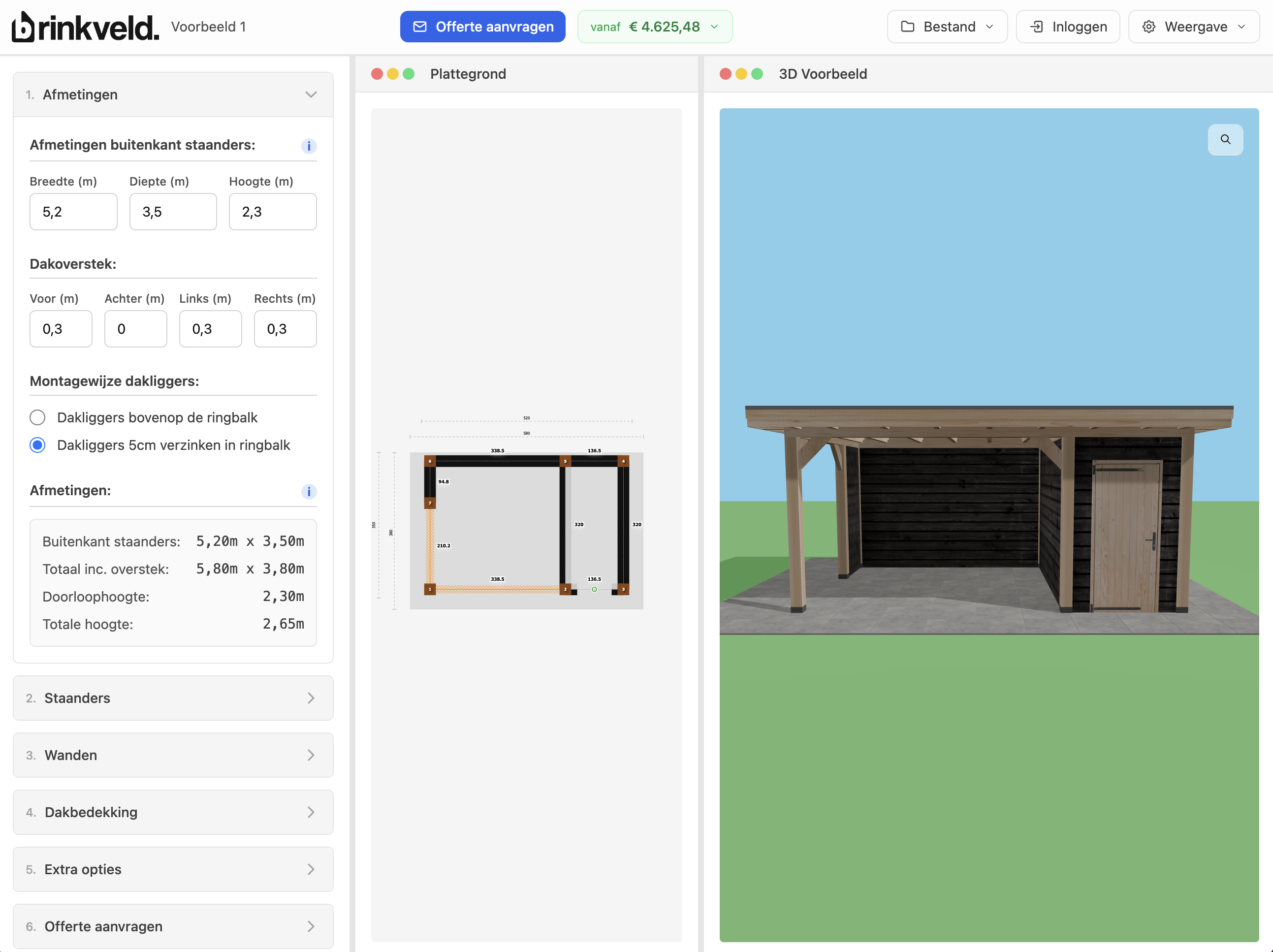 Brinkveld website en veranda configurator